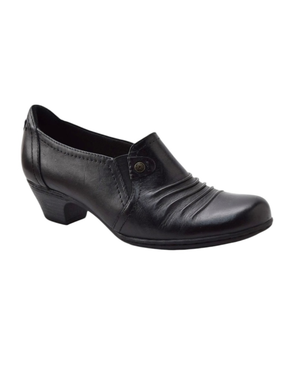 ROCKPORT Black Leather Cobb Hill Adele Shoes Shoeties Ridges Block Heel Size 9